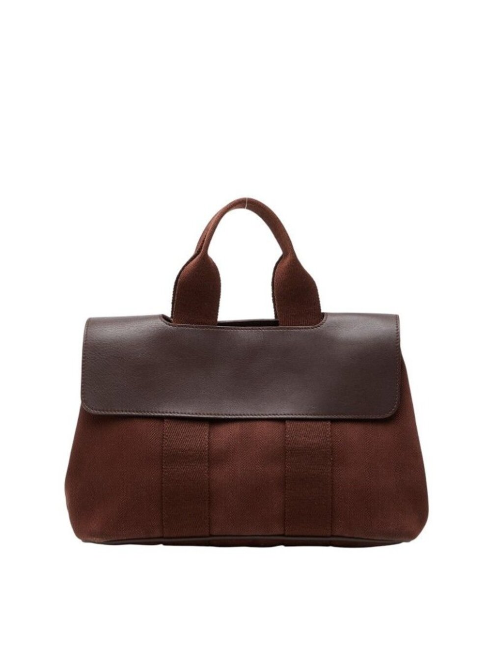 Hermes Valparaiso PM Tote Brown Toile Chevron Leather
